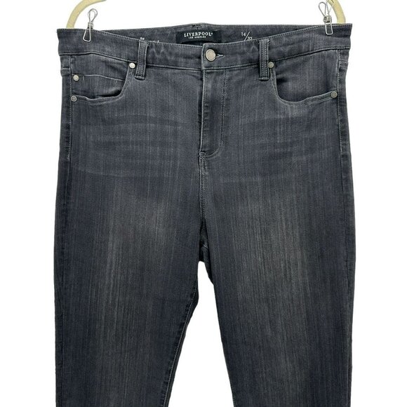 Liverpool The High-Rise Ankle Distressed Gray Denim Skinny Jeans 14/32 - Picture 2 of 12